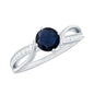 Real 0.95 Carat Round Blue Sapphire Infinity Engagement Ring with Diamond
