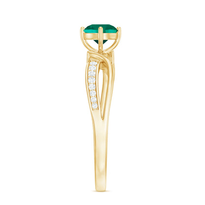 Certified Lab Grown Emerald Diamond Engagement Ring with Infinity Shank