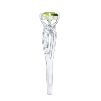 Real 0.5 Carat Peridot Infinity Promise Ring with Diamond