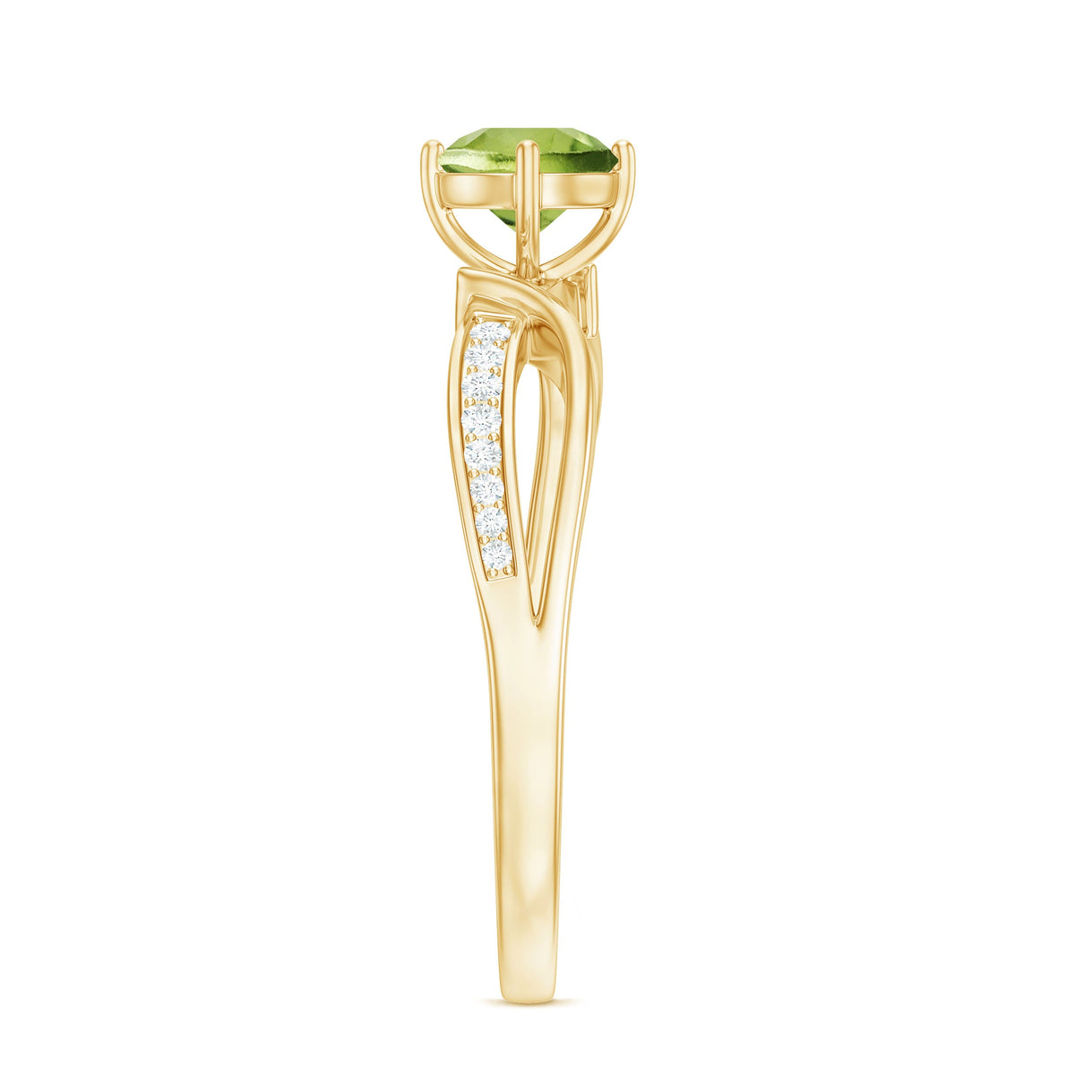 Real 0.5 Carat Peridot Infinity Promise Ring with Diamond