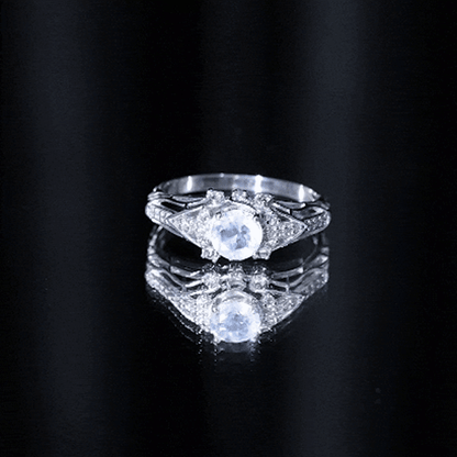 Vintage Inspired Moonstone Engagement Ring with Diamond