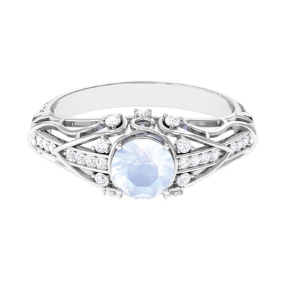 Vintage Inspired Moonstone Engagement Ring with Diamond