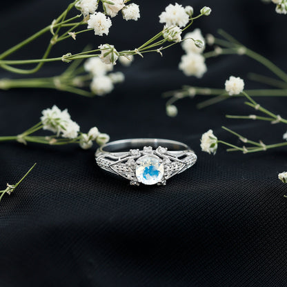 Vintage Inspired Moonstone Engagement Ring with Diamond