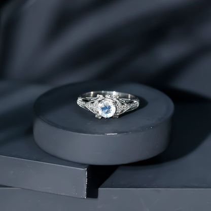 Vintage Inspired Moonstone Engagement Ring with Diamond