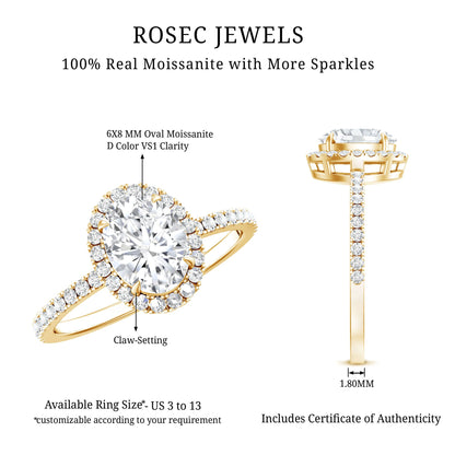 Brilliant Cut Moissanite Oblong Engagement Ring With Certificate