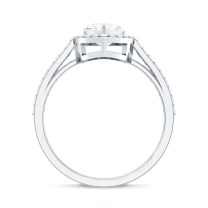 Certified Moissanite Heart Engagement Ring with Halo