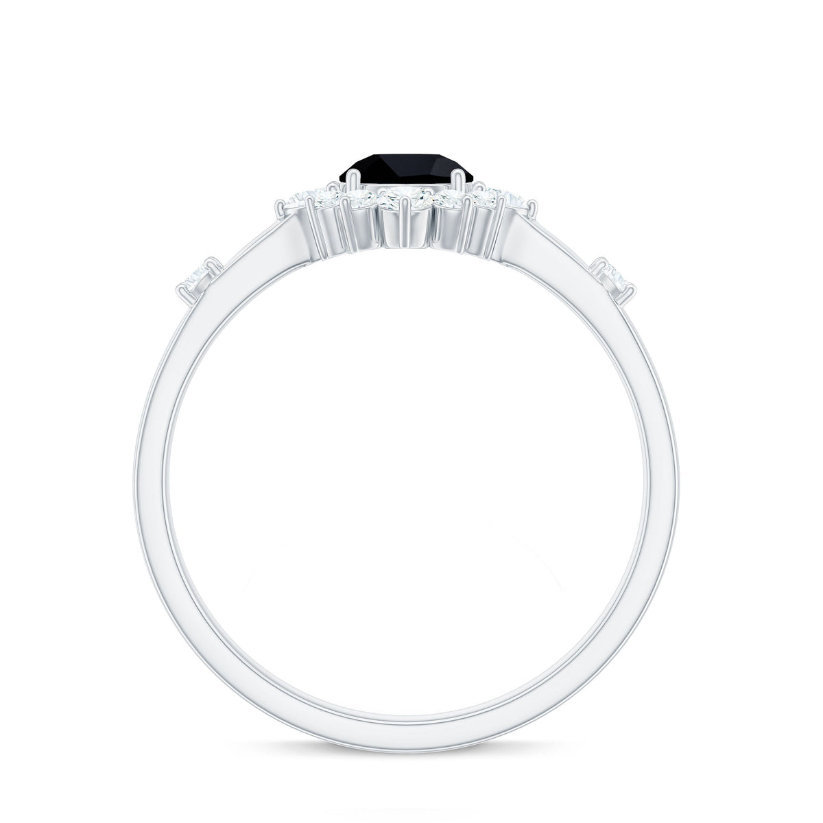 Certified Genuine 0.4 Carat Black Onyx Halo Ring with Diamond