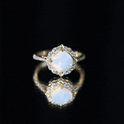 Certified 1.8 Carat Opalescent Vintage Inspired Engagement Ring with Diamond Halo