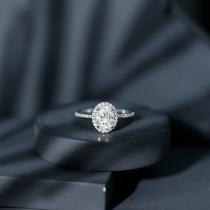 Oval Brilliant Cut Moissanite Classic Engagement Ring