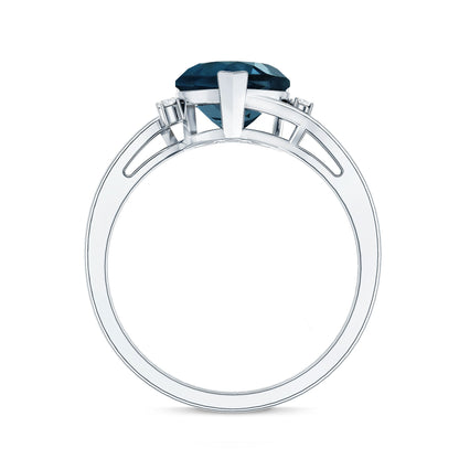 Heart Shaped London Blue Topaz Engagement Ring with Diamonds