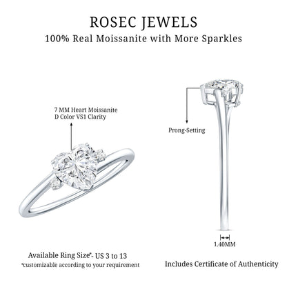 1.5 Carat Solitaire Moissanite Heart Promise Ring