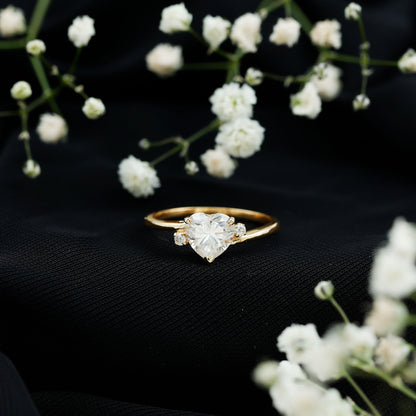 1.5 Carat Solitaire Moissanite Heart Promise Ring
