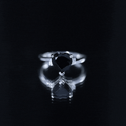 2 Carat Heart Shape Black Spinel Solitaire Engagement Ring