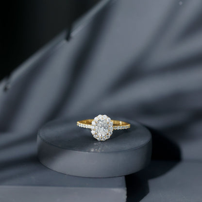 Certified 1.2 Carat Moissanite Oval Halo Engagement Ring for Women