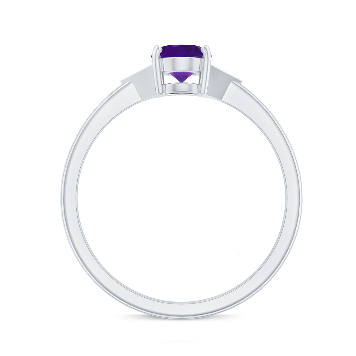 Natural 1 Carat Amethyst Oval Engagement Ring with Diamond Trio