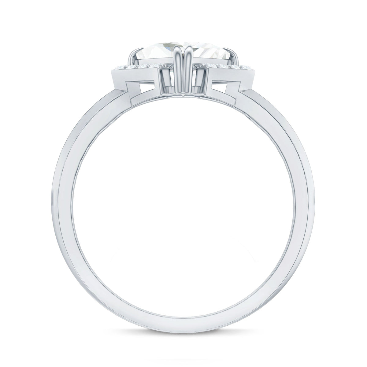 Princess Cut Certified Moissanite Halo Engagement Ring
