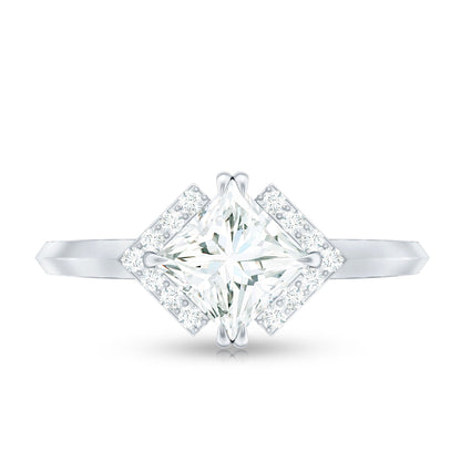 Princess Cut Certified Moissanite Halo Engagement Ring