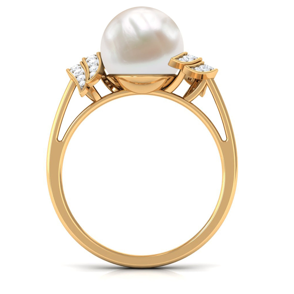 Elegant Freshwater Pearl Solitaire Ring with Diamond Accent