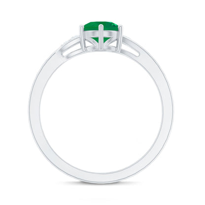 Certified Natural Emerald Promise Ring with Diamond
