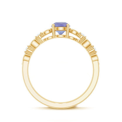 Certified Real Tanzanite Double Band Engagement Ring with Diamond