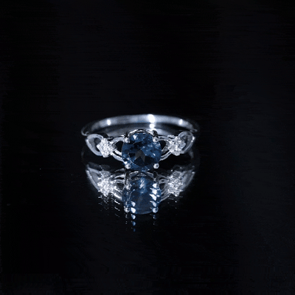 1.3 Carat London Blue Topaz Solitaire Engagement Ring with Diamond