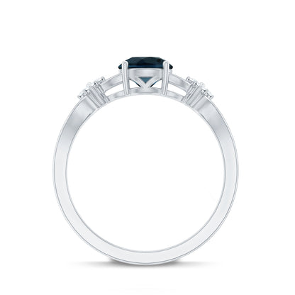 1.3 Carat London Blue Topaz Solitaire Engagement Ring with Diamond