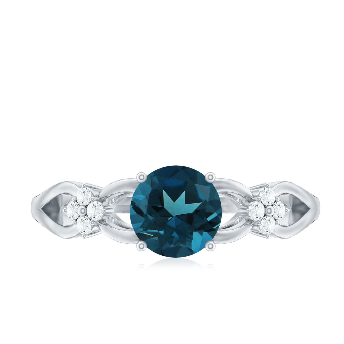 1.3 Carat London Blue Topaz Solitaire Engagement Ring with Diamond