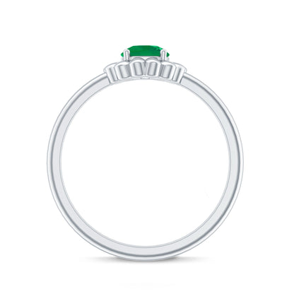 Certified Natural Emerald Flower Promise Ring with Certificate