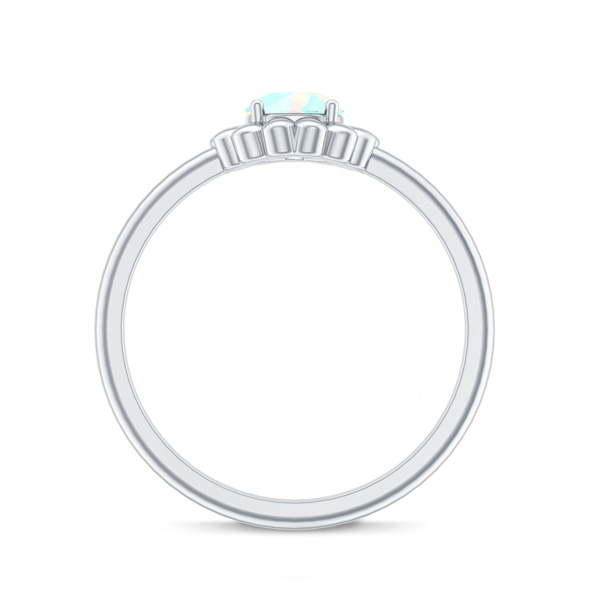 Natural Solitaire Ethiopian Opal Flower Promise Ring