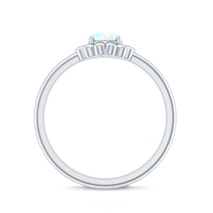 Natural Solitaire Ethiopian Opal Flower Promise Ring