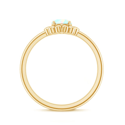 Natural Solitaire Ethiopian Opal Flower Promise Ring