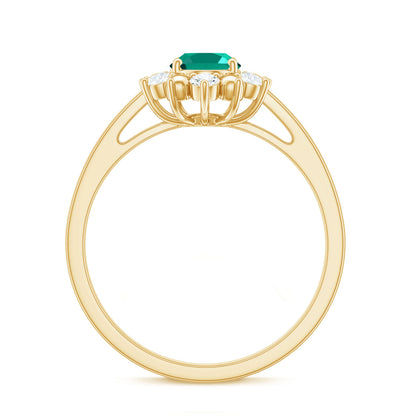 Certified 0.8 Carat Oval Lab Grown Emerald Diamond Flower Engagement Ring
