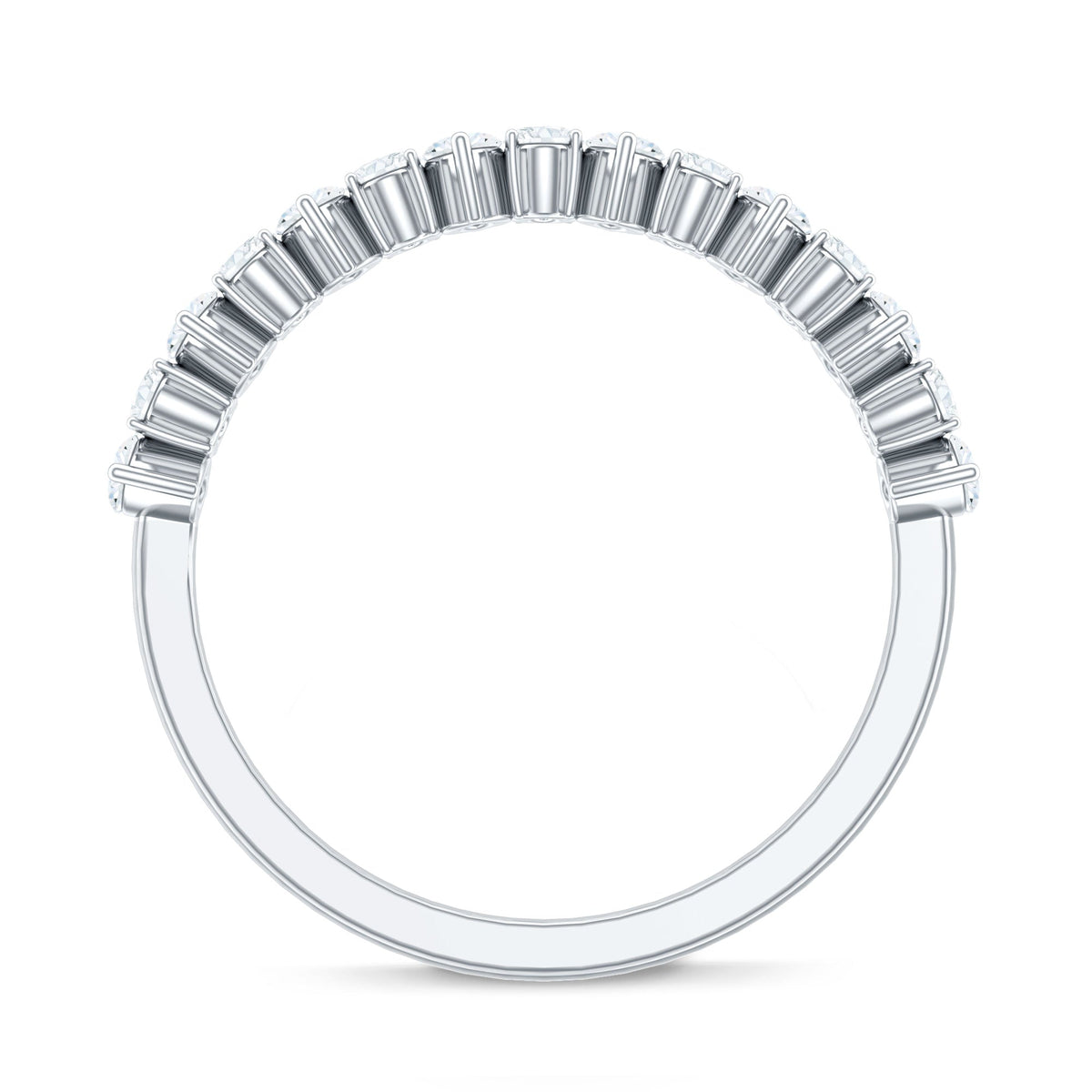 Certified Moissanite Half Eternity Wedding Band Ring