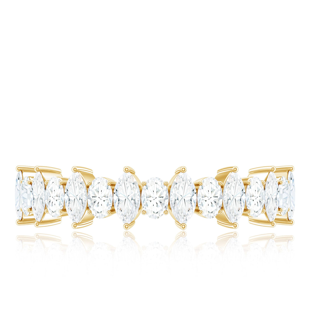 Certified Moissanite Half Eternity Wedding Band Ring