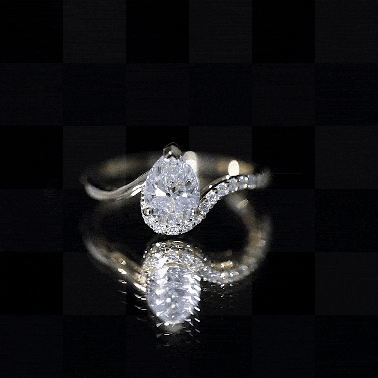 Certified Moissanite Designer Pear Shape Engagement Ring