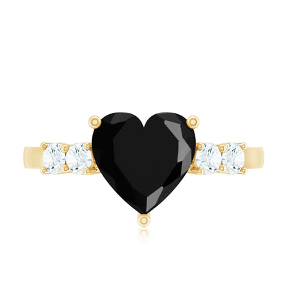 2.4 Carat Lab Grown Black Diamond Heart Engagement Ring with White Diamond
