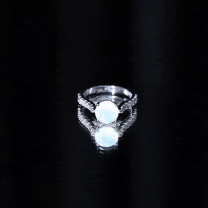 Natural 2 Carat Ethiopian Opal Diamond Engagement Ring with Side Stones