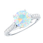 Natural 2 Carat Ethiopian Opal Diamond Engagement Ring with Side Stones