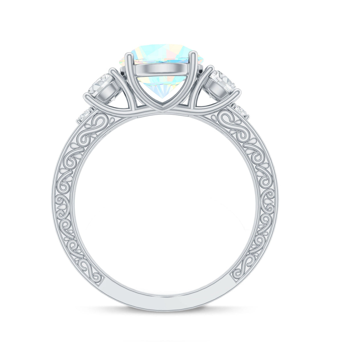 Certified 2 Carat Real Ethiopian Opal 3 Stone Engagement Ring With Certificate