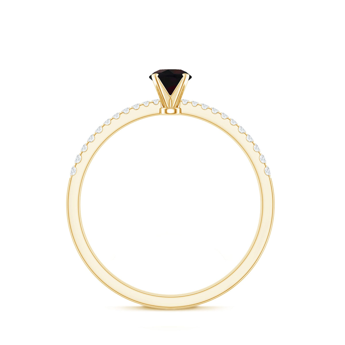 0.4 Carat Round Black Opal Solitaire Engagement Ring with Diamond