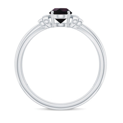 0.9 Carat Oval Cut Black Opal Solitaire Engagement Ring with Diamond
