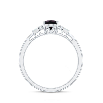 0.9 Carat Oval Cut Black Opal Engagement Ring with Diamond