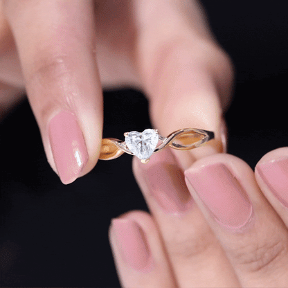 Lab Grown Diamond Heart Promise Ring in Crossover Shank
