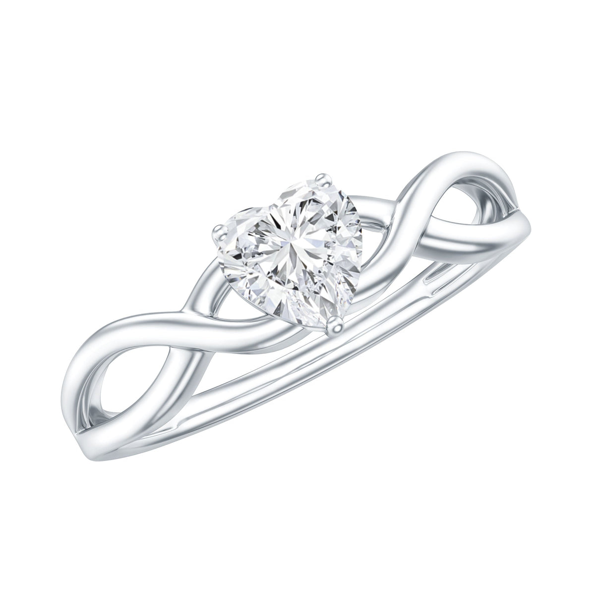 Lab Grown Diamond Heart Promise Ring in Crossover Shank