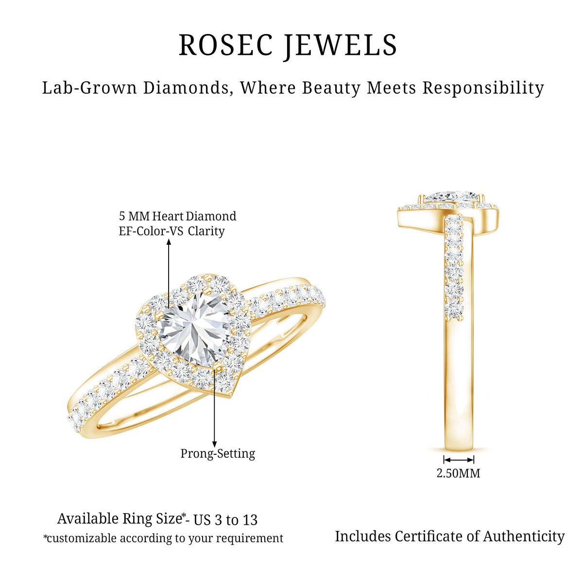 Heart Shape Lab Grown Diamond Engagement Ring with Halo