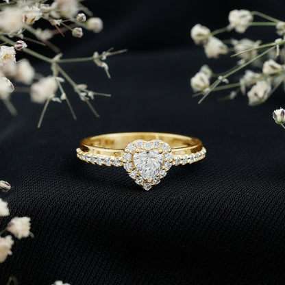 Heart Shape Lab Grown Diamond Engagement Ring with Halo