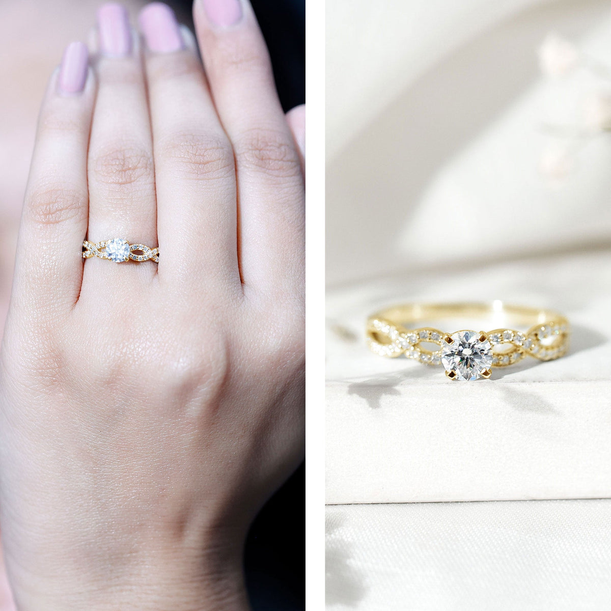 Round Lab Grown Diamond Infinity Solitaire Ring