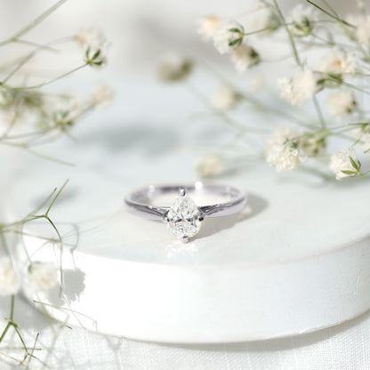 Solitaire Lab Grown Diamond Teardrop Engagement Ring
