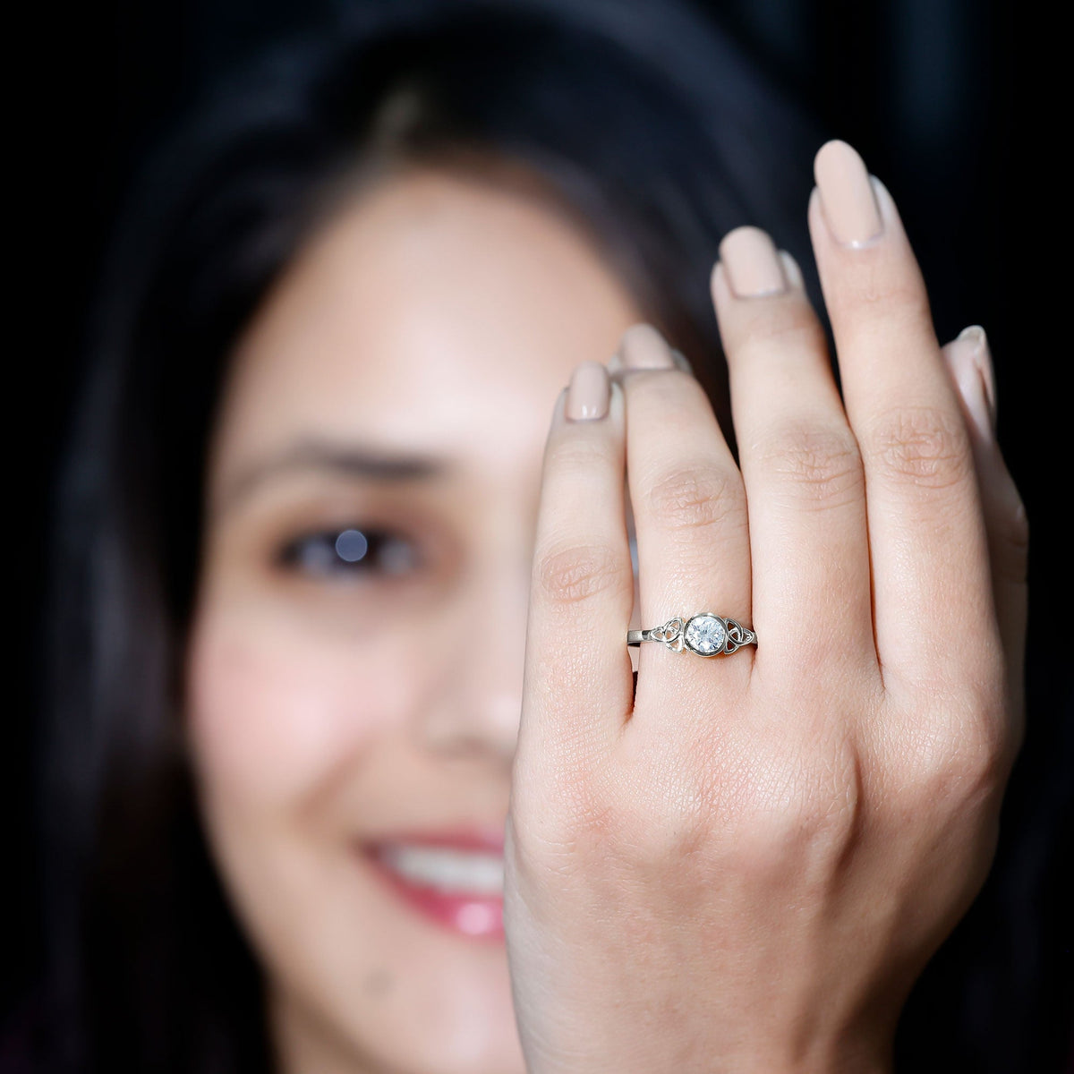 Bezel Set Lab Grown Diamond Knot Promise Ring