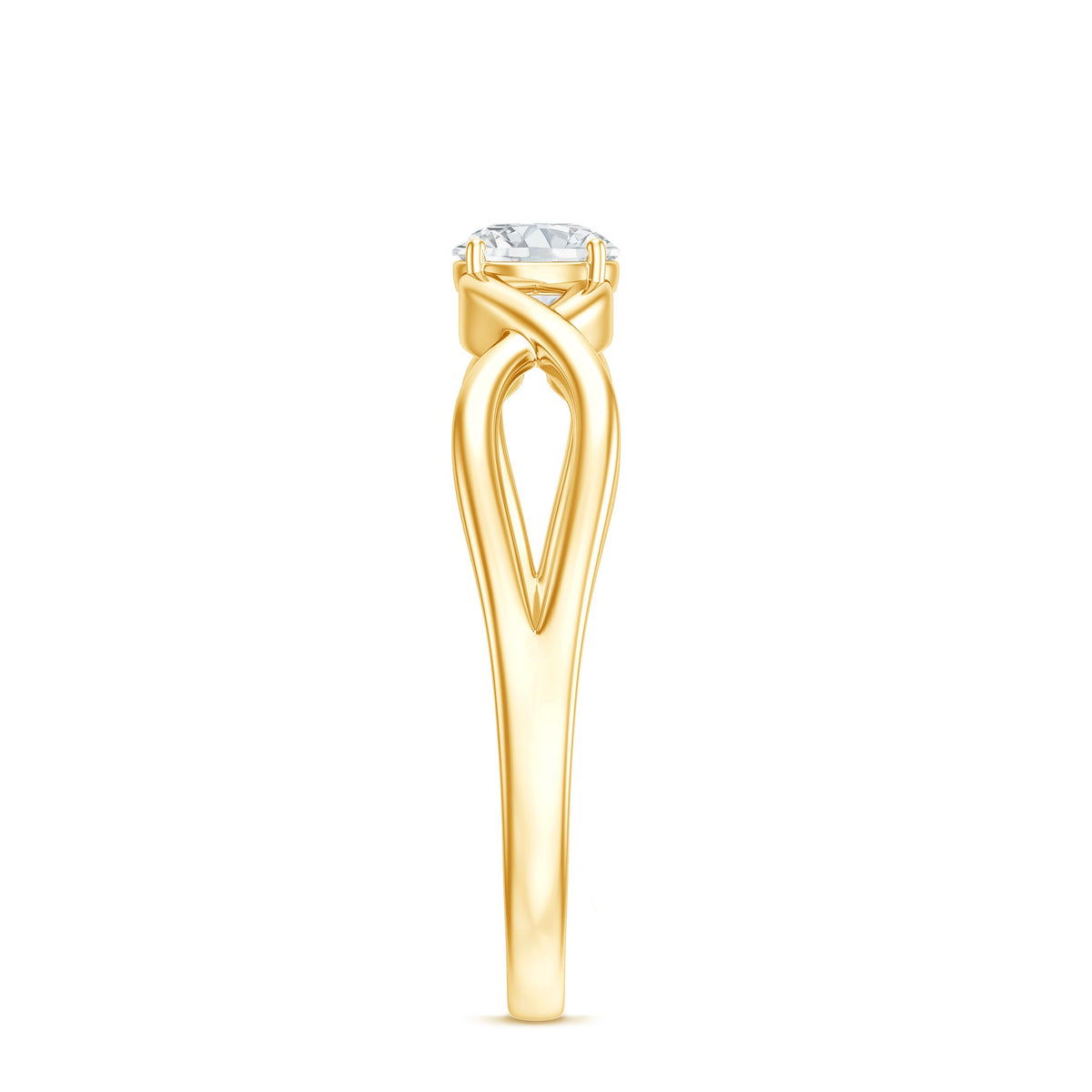 Round Lab Grown Diamond Solitaire Promise Ring in Crossover Shank
